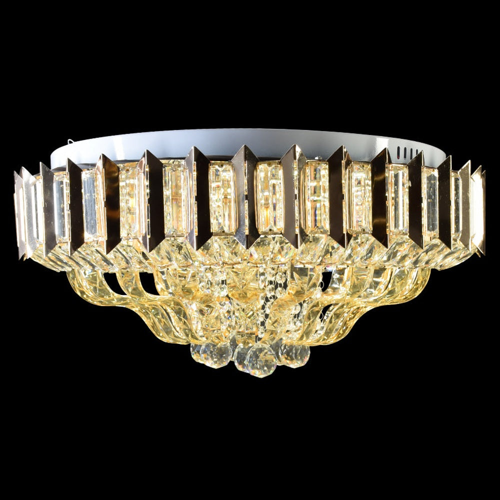 LED Ceiling Light With Gold Plates &amp; Crystals-Starry Night